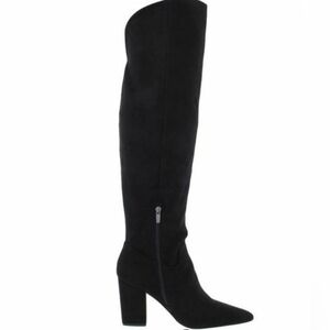 BNIB Nine West Womens Go For It 2 Black Suede OTK Boots